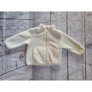 Uniqlo Sherpa Fleece Jacket Baby 12-18month Off White Full Zip Pocket Outdoor
